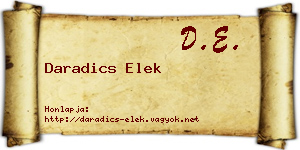 Daradics Elek névjegykártya